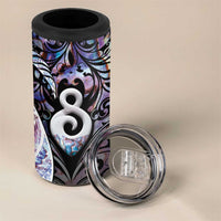 New Zealand Aotearoa 4 in 1 Can Cooler Tumbler Pikorua Single Twist Pink Paua Shell