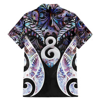 New Zealand Aotearoa Family Matching Short Sleeve Bodycon Dress and Hawaiian Shirt Pikorua Single Twist Pink Paua Shell