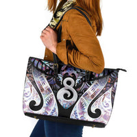 New Zealand Aotearoa Leather Tote Bag Pikorua Single Twist Pink Paua Shell