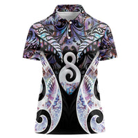 New Zealand Aotearoa Women Polo Shirt Pikorua Single Twist Pink Paua Shell