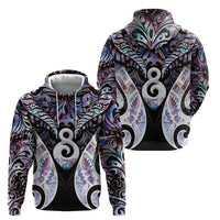 New Zealand Aotearoa Zip Hoodie Pikorua Single Twist Pink Paua Shell