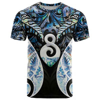 New Zealand Aotearoa T Shirt Pikorua Single Twist Green Paua Shell