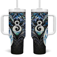 New Zealand Aotearoa Tumbler With Handle Pikorua Single Twist Green Paua Shell