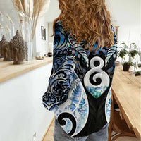 New Zealand Aotearoa Women Casual Shirt Pikorua Single Twist Green Paua Shell