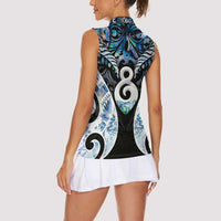 New Zealand Aotearoa Women Sleeveless Polo Shirt Pikorua Single Twist Green Paua Shell
