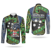 South Sea Islanders And Fiji Couples Matching Summer Maxi Dress and Long Sleeve Button Shirt Fijian Coat Of Arms And Southern Cross DT05 - Polynesian Pride