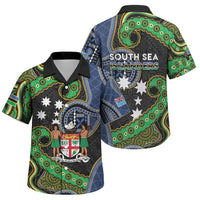 South Sea Islanders And Fiji Family Matching Mermaid Dress and Hawaiian Shirt Fijian Coat Of Arms And Southern Cross DT05 Son's Shirt Black - Polynesian Pride