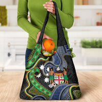 South Sea Islanders And Fiji Grocery Bag Fijian Coat Of Arms And Southern Cross DT05 - Polynesian Pride