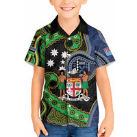 South Sea Islanders And Fiji Hawaiian Shirt Fijian Coat Of Arms And Southern Cross DT05 - Polynesian Pride