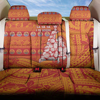 French Polynesia Christmas Back Car Seat Cover Seashell Xmas Tree Tribal Waves - Polynesian Pride