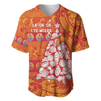French Polynesia Christmas Baseball Jersey Seashell Xmas Tree Tribal Waves - Polynesian Pride