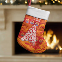 French Polynesia Christmas Stocking Seashell Xmas Tree Tribal Waves - Polynesian Pride