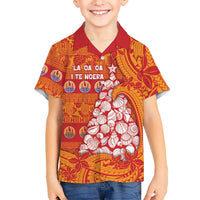 French Polynesia Christmas Family Matching Long Sleeve Bodycon Dress and Hawaiian Shirt Seashell Xmas Tree Tribal Waves - Polynesian Pride