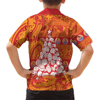 French Polynesia Christmas Family Matching Mermaid Dress and Hawaiian Shirt Seashell Xmas Tree Tribal Waves - Polynesian Pride