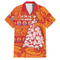 French Polynesia Christmas Family Matching Mermaid Dress and Hawaiian Shirt Seashell Xmas Tree Tribal Waves - Polynesian Pride