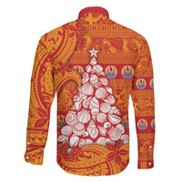 French Polynesia Christmas Family Matching Off Shoulder Maxi Dress and Hawaiian Shirt Seashell Xmas Tree Tribal Waves - Polynesian Pride