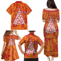 French Polynesia Christmas Family Matching Puletasi and Hawaiian Shirt Seashell Xmas Tree Tribal Waves - Polynesian Pride