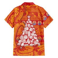 French Polynesia Christmas Family Matching Summer Maxi Dress and Hawaiian Shirt Seashell Xmas Tree Tribal Waves - Polynesian Pride