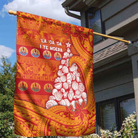 French Polynesia Christmas Garden Flag Seashell Xmas Tree Tribal Waves - Polynesian Pride