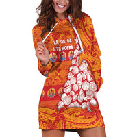 French Polynesia Christmas Hoodie Dress Seashell Xmas Tree Tribal Waves - Polynesian Pride
