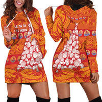 French Polynesia Christmas Hoodie Dress Seashell Xmas Tree Tribal Waves - Polynesian Pride