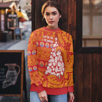 French Polynesia Christmas Ugly Christmas Sweater Seashell Xmas Tree Tribal Waves - Polynesian Pride