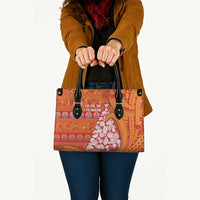 French Polynesia Christmas Leather Bag Seashell Xmas Tree Tribal Waves - undefined