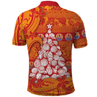 French Polynesia Christmas Polo Shirt Seashell Xmas Tree Tribal Waves - Polynesian Pride