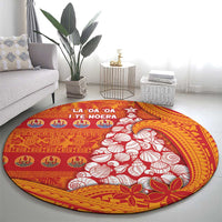 French Polynesia Christmas Round Carpet Seashell Xmas Tree Tribal Waves - Polynesian Pride