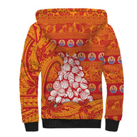 French Polynesia Christmas Sherpa Hoodie Seashell Xmas Tree Tribal Waves - Polynesian Pride