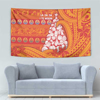 French Polynesia Christmas Tapestry Seashell Xmas Tree Tribal Waves - Polynesian Pride