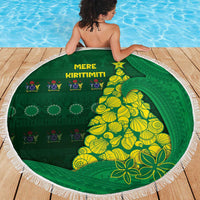 Cook Islands Christmas Beach Blanket Seashell Xmas Tree Tribal Waves - Polynesian Pride