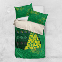 Cook Islands Christmas Bedding Set Seashell Xmas Tree Tribal Waves - Polynesian Pride