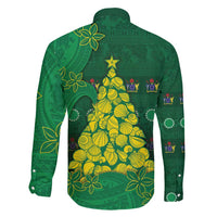 Cook Islands Christmas Family Matching Long Sleeve Bodycon Dress and Hawaiian Shirt Seashell Xmas Tree Tribal Waves - Polynesian Pride