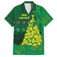 Cook Islands Christmas Family Matching Off Shoulder Short Dress and Hawaiian Shirt Seashell Xmas Tree Tribal Waves - Polynesian Pride
