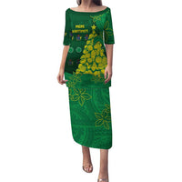 Cook Islands Christmas Family Matching Puletasi and Hawaiian Shirt Seashell Xmas Tree Tribal Waves - Polynesian Pride