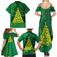Cook Islands Christmas Family Matching Summer Maxi Dress and Hawaiian Shirt Seashell Xmas Tree Tribal Waves - Polynesian Pride