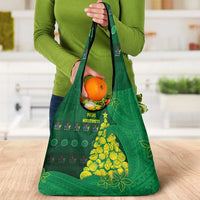 Cook Islands Christmas Grocery Bag Seashell Xmas Tree Tribal Waves - Polynesian Pride