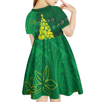 Cook Islands Christmas Kid Short Sleeve Dress Seashell Xmas Tree Tribal Waves DT05 - Polynesian Pride