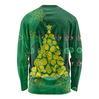 Cook Islands Christmas Long Sleeve Shirt Seashell Xmas Tree Tribal Waves - Polynesian Pride