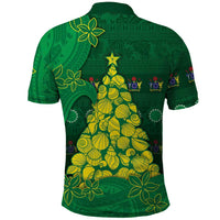 Cook Islands Christmas Polo Shirt Seashell Xmas Tree Tribal Waves - Polynesian Pride