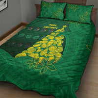 Cook Islands Christmas Quilt Bed Set Seashell Xmas Tree Tribal Waves - Polynesian Pride