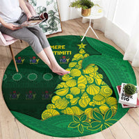 Cook Islands Christmas Round Carpet Seashell Xmas Tree Tribal Waves - Polynesian Pride