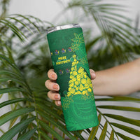 Cook Islands Christmas Skinny Tumbler Seashell Xmas Tree Tribal Waves - Polynesian Pride