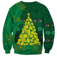 Cook Islands Christmas Sweatshirt Seashell Xmas Tree Tribal Waves - Polynesian Pride