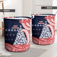 Wallis And Futuna Christmas Laundry Basket Seashell Xmas Tree Tribal Waves - Polynesian Pride