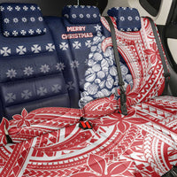 Wallis And Futuna Christmas Back Car Seat Cover Seashell Xmas Tree Tribal Waves - Polynesian Pride