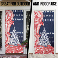 Wallis And Futuna Christmas Door Cover Seashell Xmas Tree Tribal Waves - Polynesian Pride