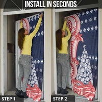 Wallis And Futuna Christmas Door Cover Seashell Xmas Tree Tribal Waves - Polynesian Pride