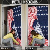 Wallis And Futuna Christmas Door Cover Seashell Xmas Tree Tribal Waves - Polynesian Pride